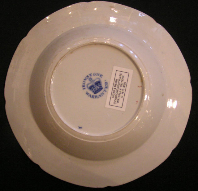 Hicks &amp; Meigh Ironstone Soup Plate in &quot;Waterlily&quot; Patt