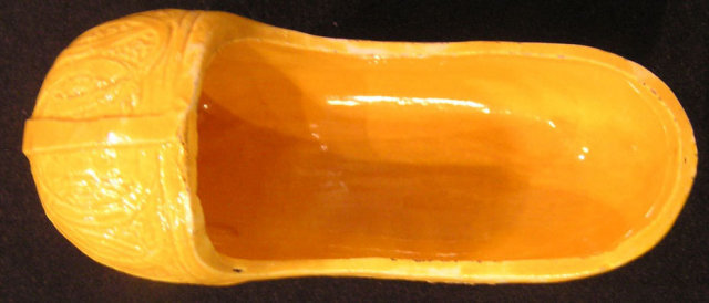 Staffordshire Cradle of Yellow Glazed Pottery