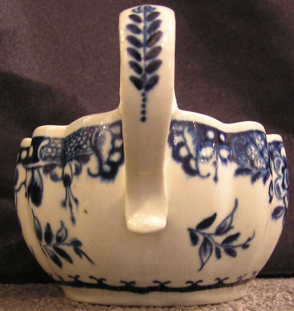 Hand Painted Caughley Soft Paste Porcelain Sauce Boat