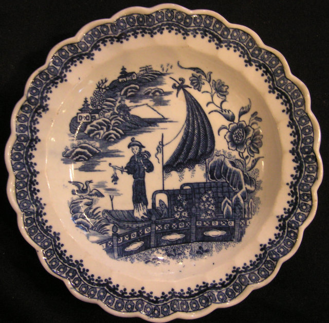 Caughley Soft Paste Porcelain Plate, Fisherman Pattern
