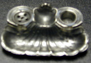 Inkstand, miniature in pewter, Ca 1900