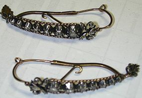 Earrings of diamonds set in 15K gold & silver, French