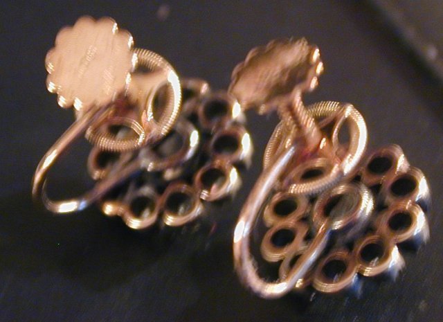 Earrings of rose diamonds, cluster form set in silver
