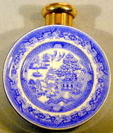 Antique Scent Bottle in Blue Willow Pattern