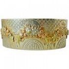 Victorian Silver 2 Color Gold Floral Motif cuff Bangle Bracelet