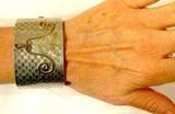 Antique Victorian Silver Gold Cuff Bangle Bracelet, c1880