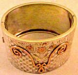 Antique Victorian Silver Gold Cuff Bangle Bracelet, c1880