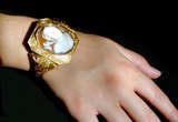 Victorian Shell Cameo Gold Bracelet of Laughing Fawn, c1840