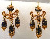 Antique Enamel Gold Girandole Earrings, circa 1850