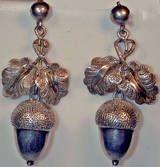 Antique Victorian Silver Acorn Earrings, circa 1860-1869