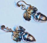 Antique Victorian Silver Acorn Earrings, circa 1860-1869