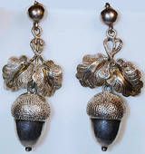 Antique Victorian Silver Acorn Earrings, circa 1860-1869