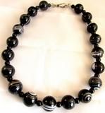 Antique Victorian Banded Agate Bead Necklace