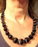 Antique Victorian Banded Agate Bead Necklace