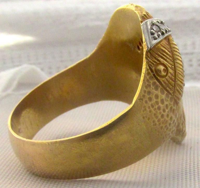 Antique French Diamond Gold Moroccan Moors Head Ring