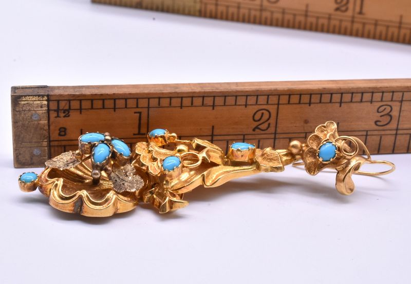 Antique Turquoise and Gold Earrings