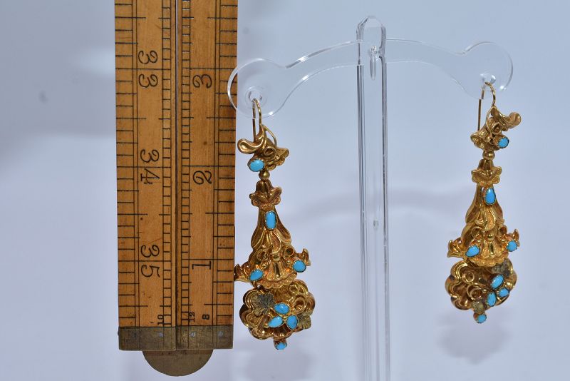 Antique Turquoise and Gold Earrings