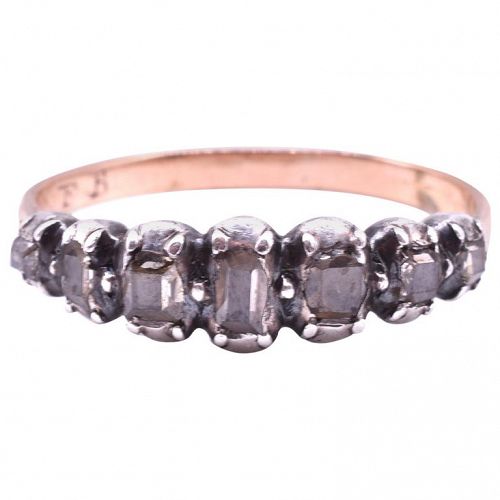 Georgian 18K Half Hoop Diamond Seven Stone Band Ring