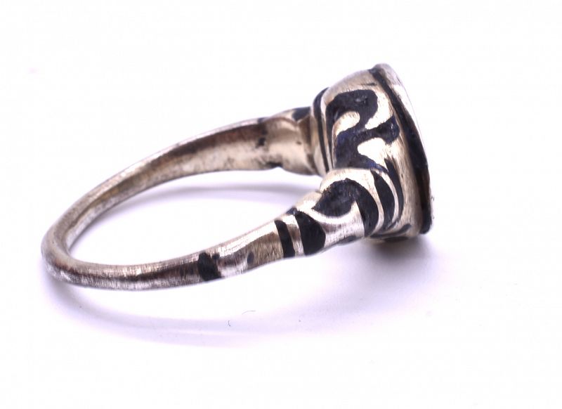 C1620 silver gilt and Black Enamel Renaissance Skull Ring
