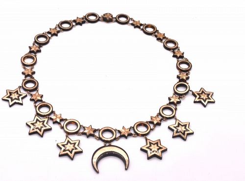C1870  MOON & STARS pique Necklace