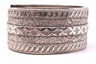 HM 1884 Sterling cuff Bracelet with RAISED GEOMETRIC DESIGN