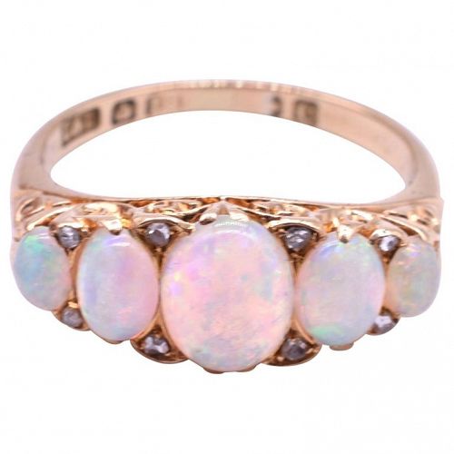 HM SHEFFIELD 1870 18k 5 stone Australian opal ring