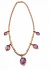 C1830 18 Karat Gold Slinky Necklace with Amethyst Drops