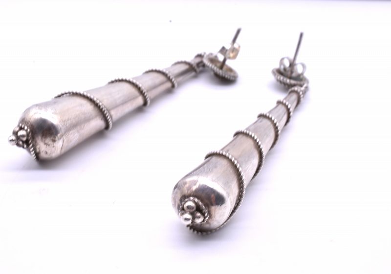 Drop Sterling Silver Pendeloque Earrings, c1860