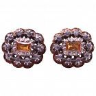 C.1880 15k Citrine Button Diamonds Earrings