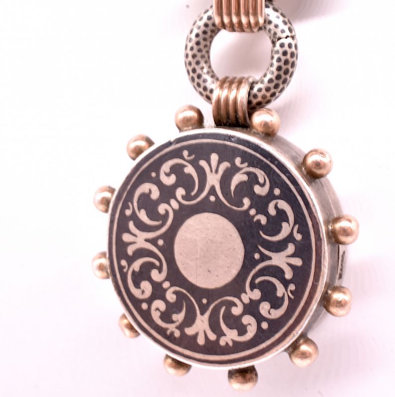 Silver and Gold Niello Linked with Locket Pendant, c.1890