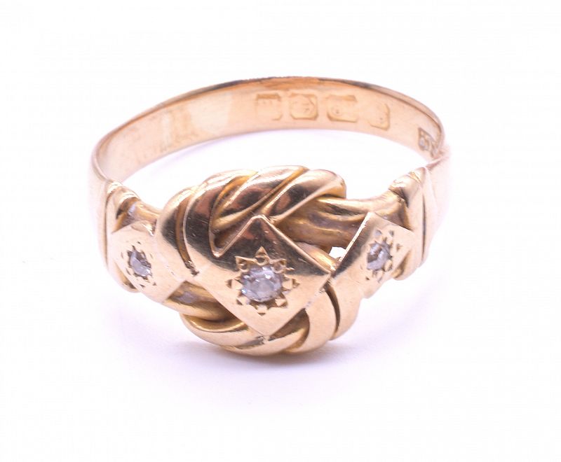 Diamond Lover's Knot Ring in 18K Hallmarked Birmingham, 1905