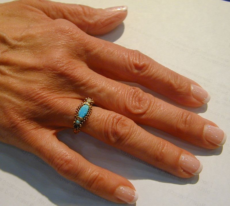 Georgian Turquoise Hand Motif Ring