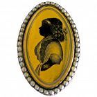 Antique Pearl and Verre Eglomisé Portrait Ring