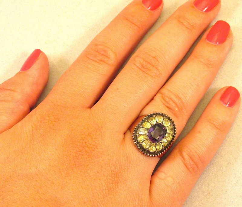 Antique Portuguese Amethyst and Chrysoberyl Ring