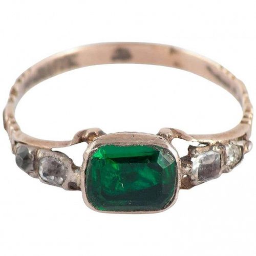 Antique Green Clear Paste Gold Ring