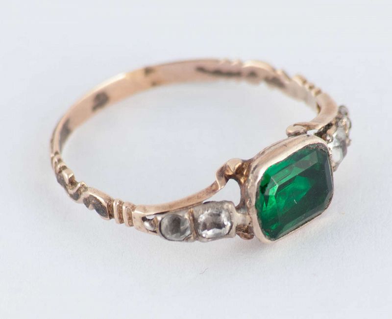Antique Green Clear Paste Gold Ring