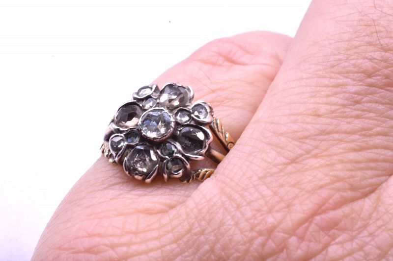 C1720 Georgian Diamond Cluster Flower Form Ring