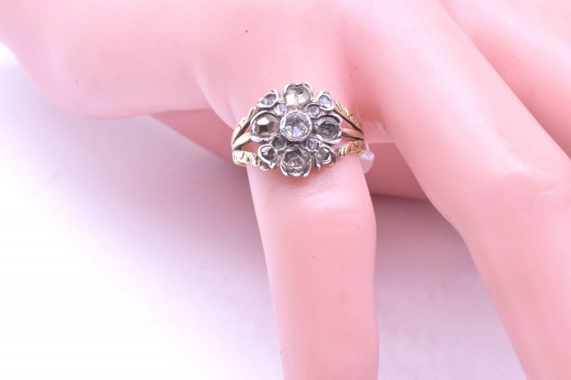 C1720 Georgian Diamond Cluster Flower Form Ring