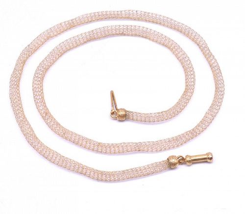 Georgian Meshwork Tubular Chain Necklace With Barrel Clasp