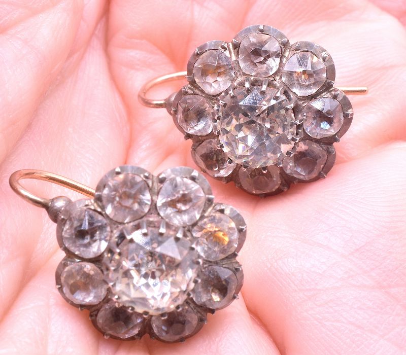 Silver and Gold Paste Cluster Earrings
