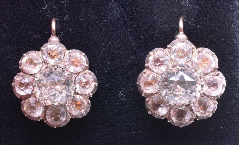 Silver and Gold Paste Cluster Earrings