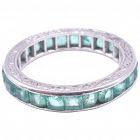 Art Deco Emerald Eternity Band Ring in 15K White Gold, Size 3.5