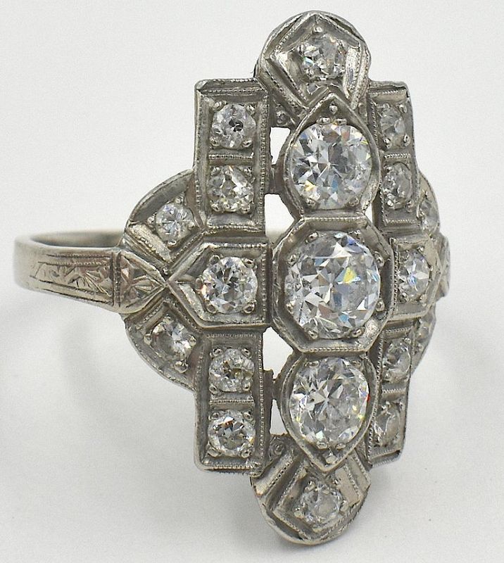 C1920 Diamond and Platinum Art Deco Ring