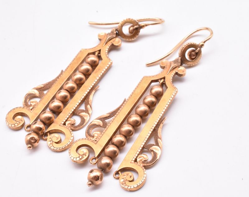 18 Karat Antique Egyptian Revival Gold Earrings