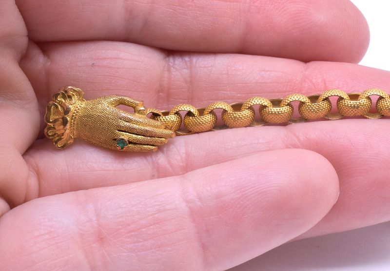 Georgian Muff Chain of Pinchbeck with Diminutive Hand Clasp