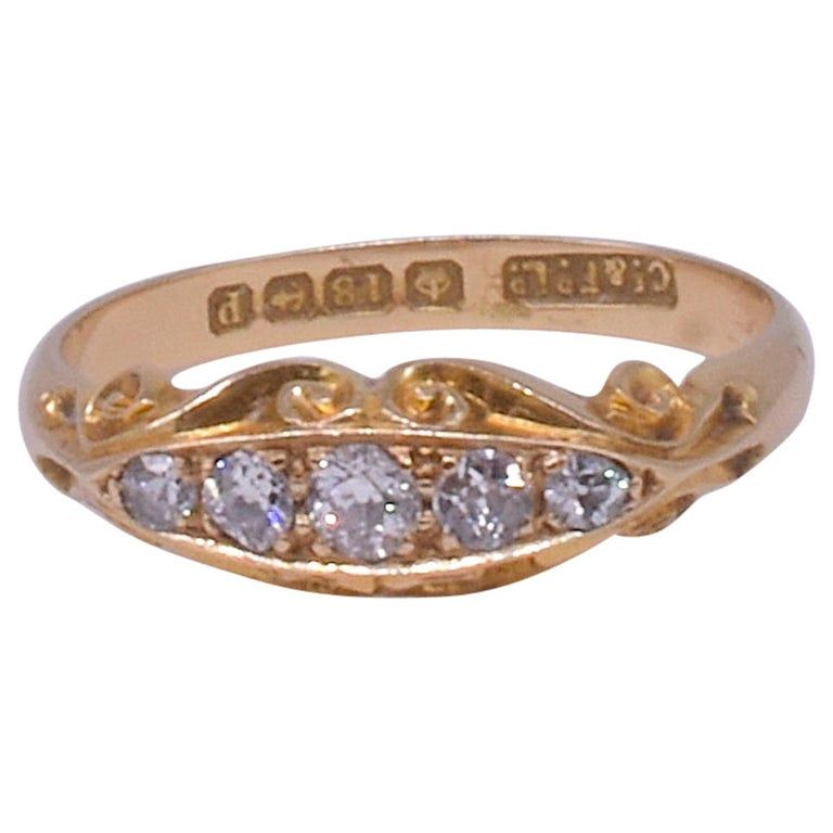 18 Carat 5-Stone Half Hoop Diamond Band Ring, HM Birmingham 1864