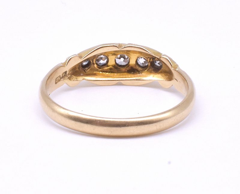 18 Carat 5-Stone Half Hoop Diamond Band Ring, HM Birmingham 1864