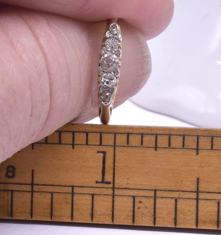 Antique 18 Karat And Platinum 5 Stone Diamond Ring, circa 1900