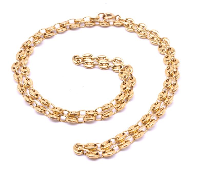 C1900 18 Karat Gold Nautical Link Necklace with Anchor Chain, 18.5"