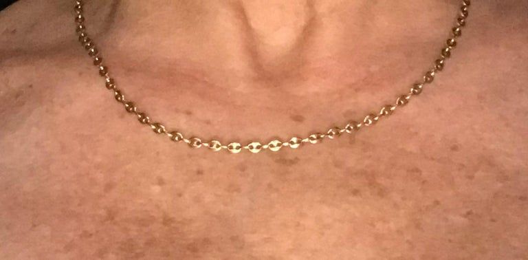 C1900 18 Karat Gold Nautical Link Necklace with Anchor Chain, 18.5&quot;